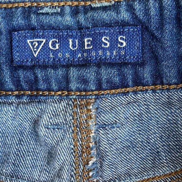 Guess Denim Raw Hem Embellished High Rise Jean Shorts Size 30 - Picture 4 of 11